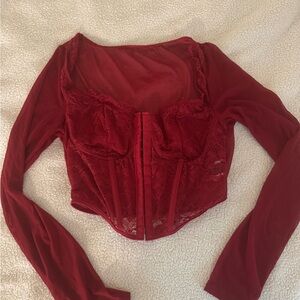 Red corset Long Sleeve top